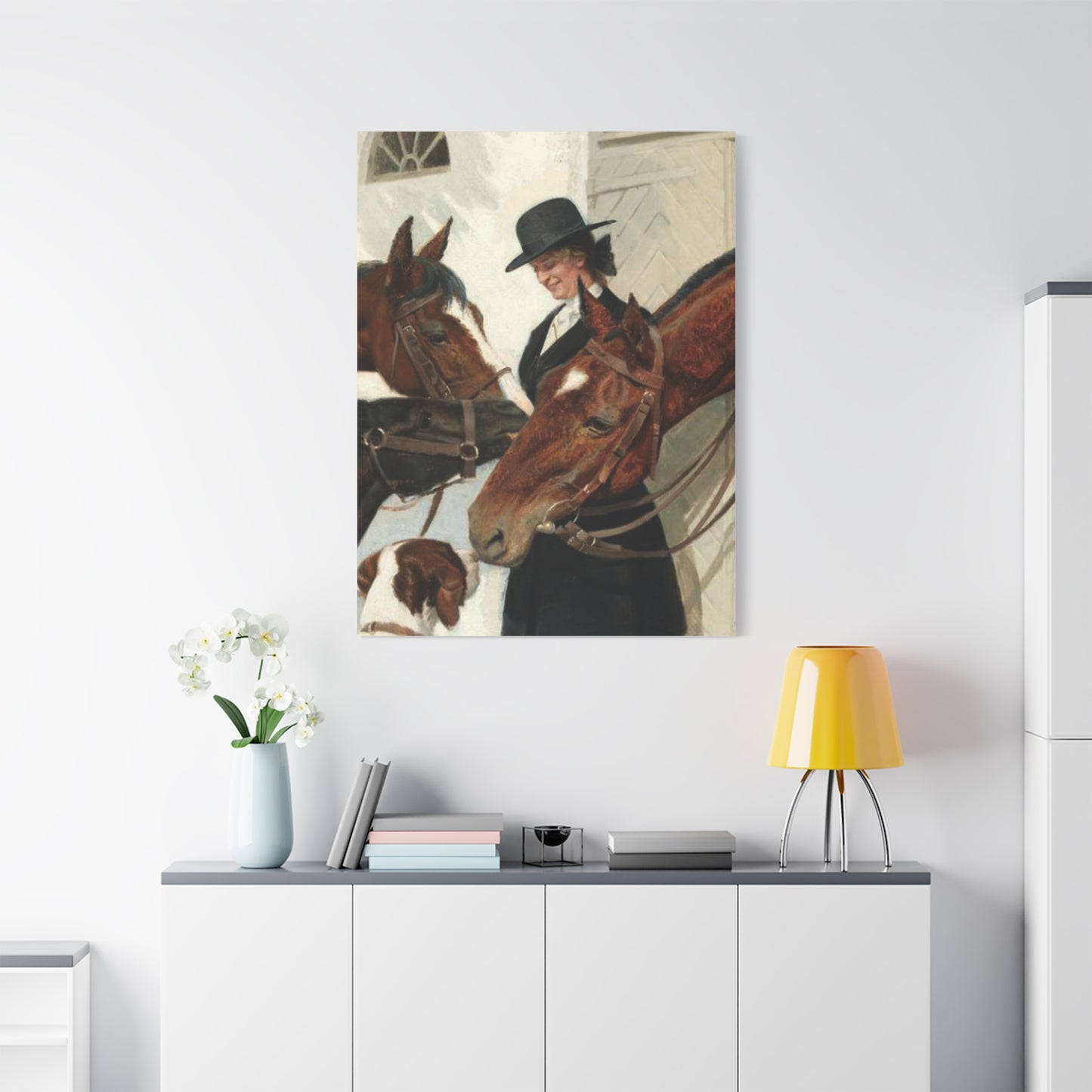 Equestrian Morning Matte Canvas Print — Visiting the Horses Wall Art