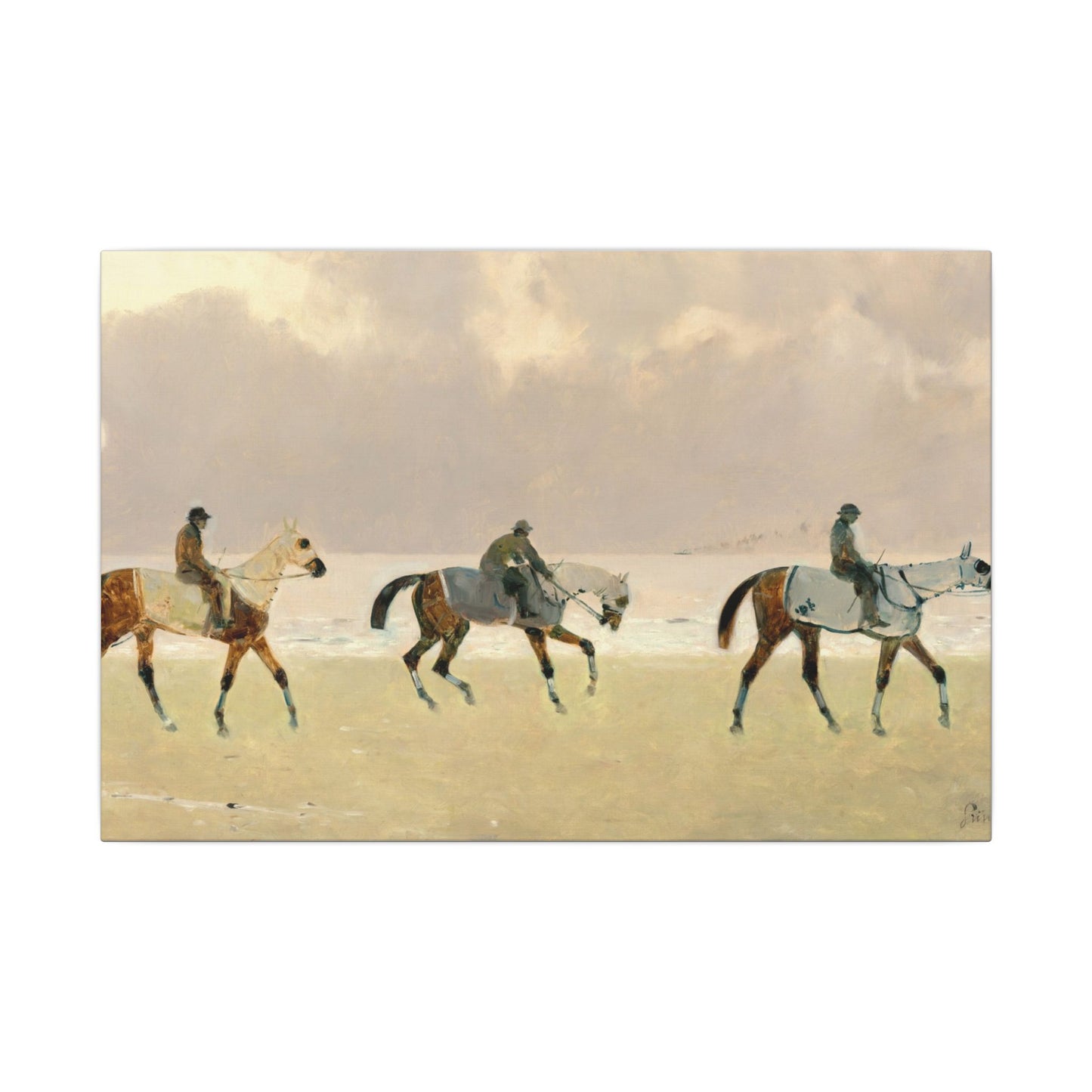 Equestrian Beach Ride Stretched Canvas — Riders on the Beach at Dieppe
