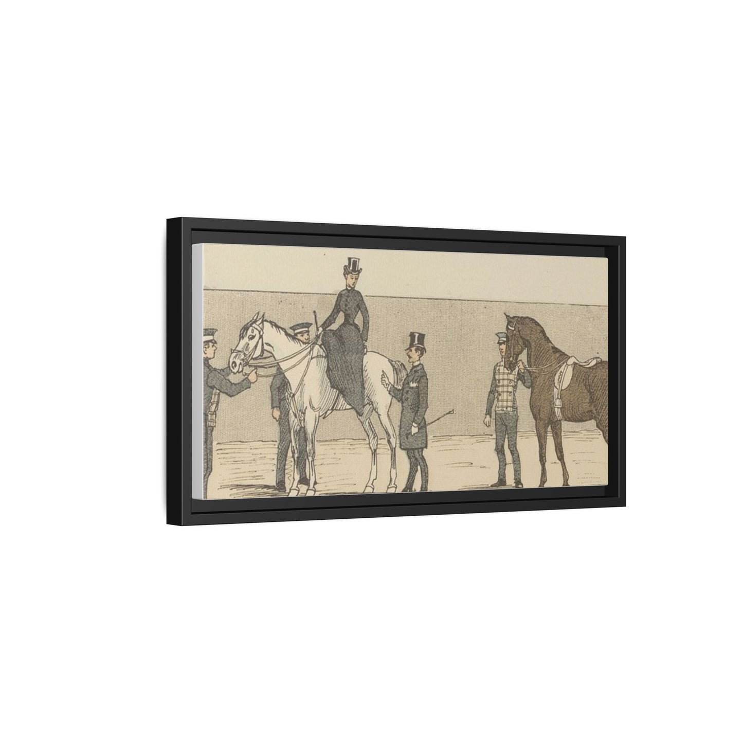 Vintage Paris Riding School Matte Canvas Print — 1800s Lady on Side Saddle (Framed)