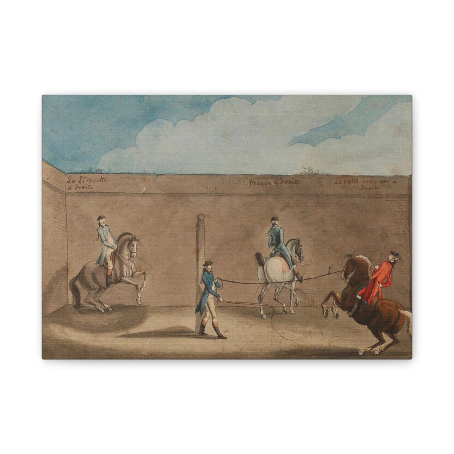 Equestrian Training Scene Canvas Print — French Baroque Riding School Art