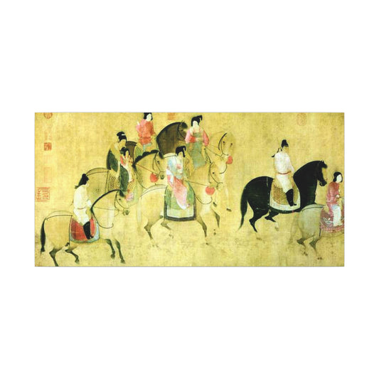 Ancient Chinese Horse Riders Spring Outing  Matte Canvas Print