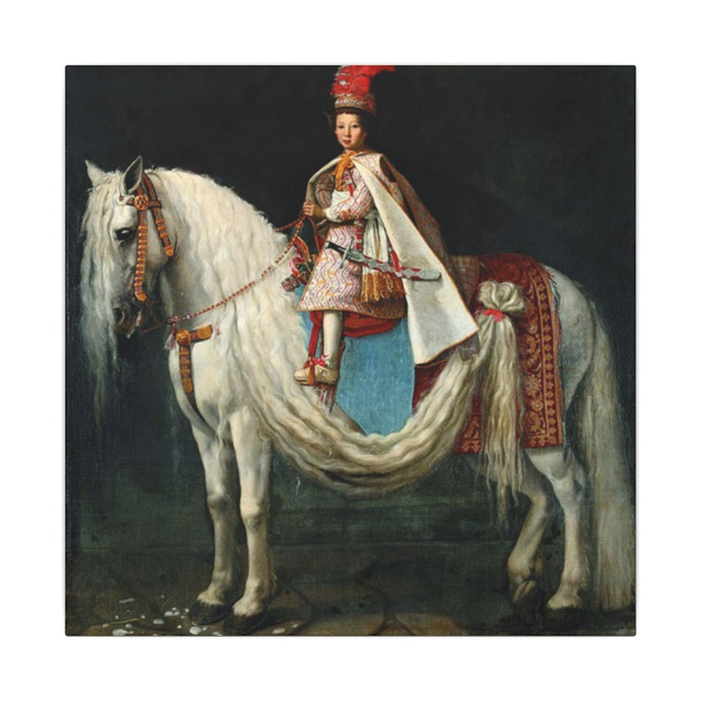 Canvas Wall Art - Young aristocrat Riding his Spanish Neapolitan Cross