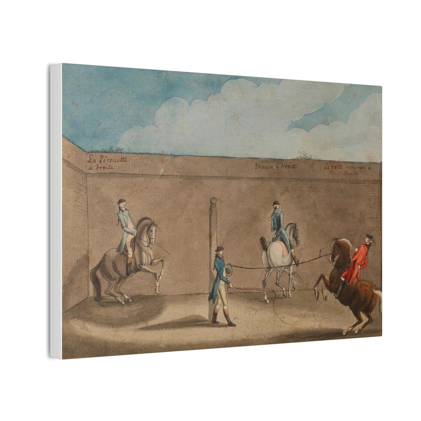 Equestrian Training Scene Canvas Print — French Baroque Riding School Art