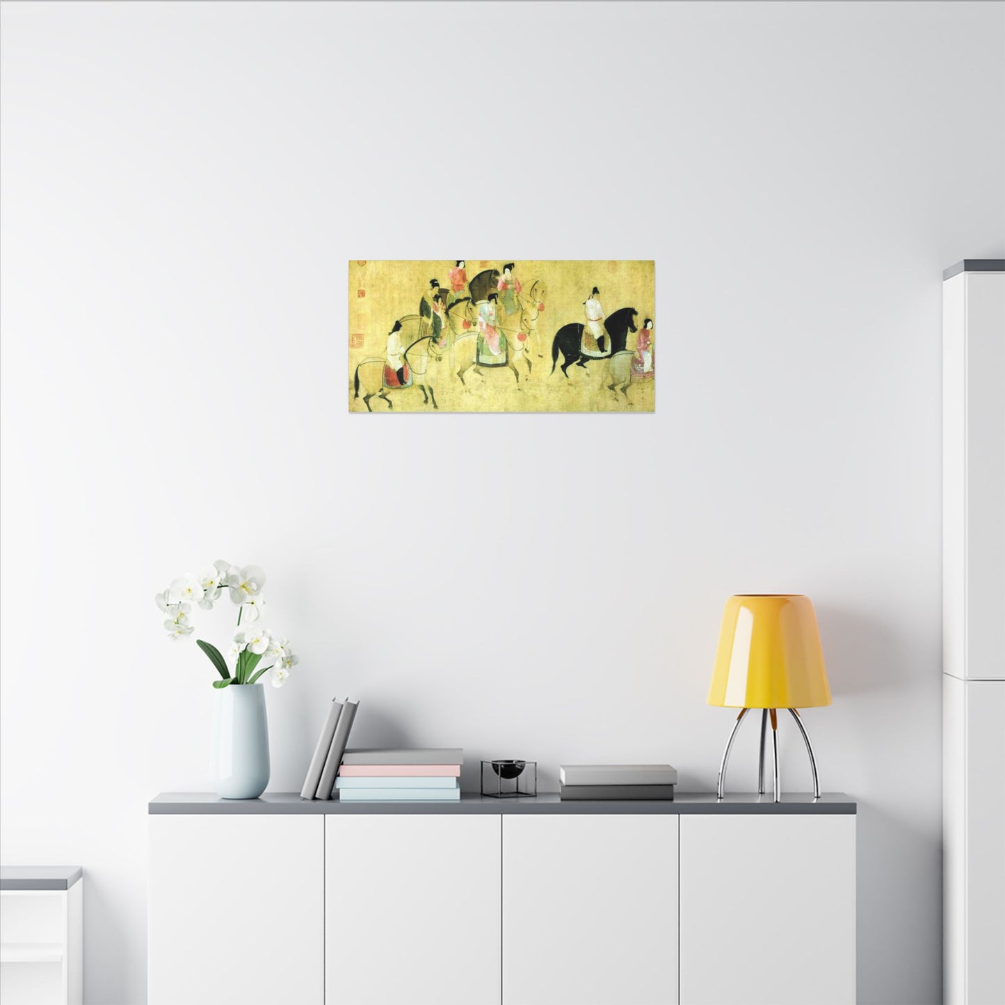 Ancient Chinese Horse Riders Spring Outing  Matte Canvas Print