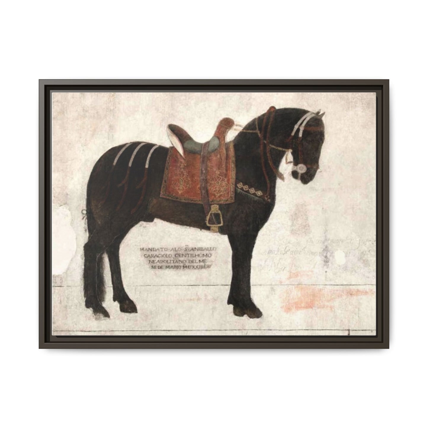 Framed Matte Canvas – 1523 Bay Horse 'Stella' Palazzo Pandone Fresco Print