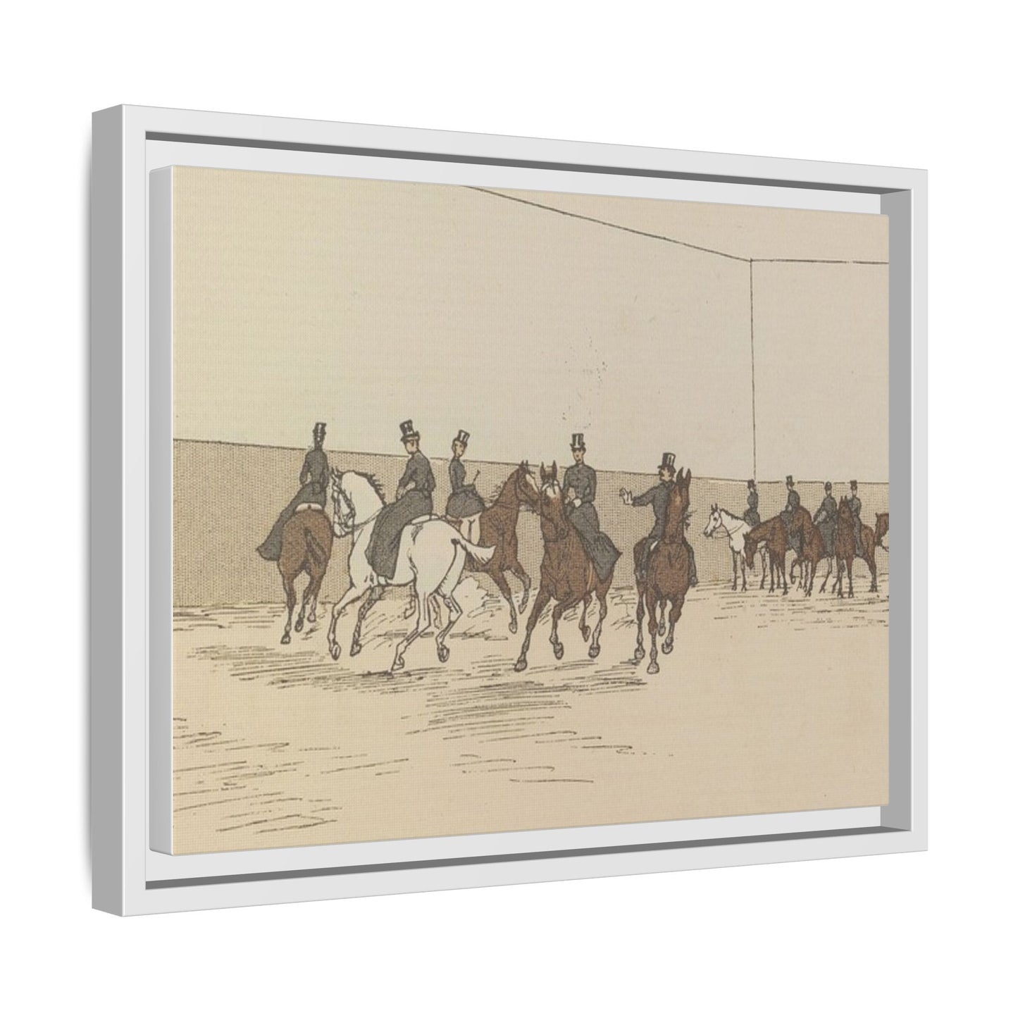 Parisian Riding School 1800s Matte Canvas Framed Wall Art