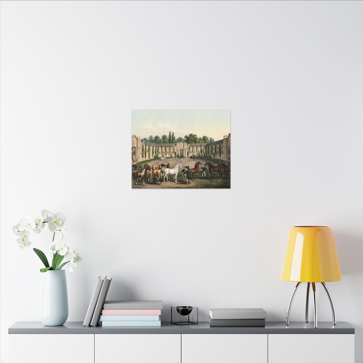 Equestrian Exhibition in the Courtyard Matte Canvas — Vintage 1906 Horse Exhibition Print