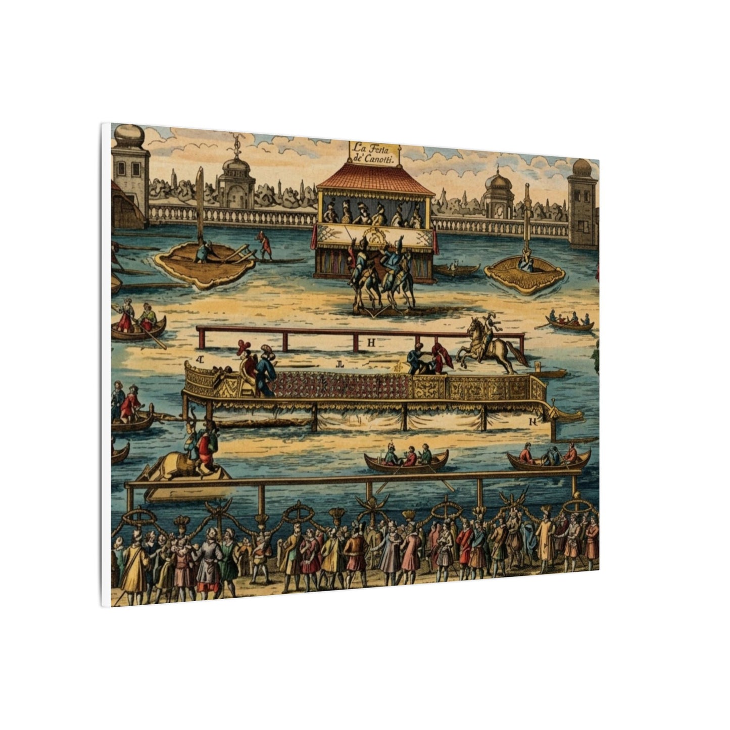 La Festa de' Canotti Matte Canvas — Baroque 'Festival of the Little Boats' Illustration