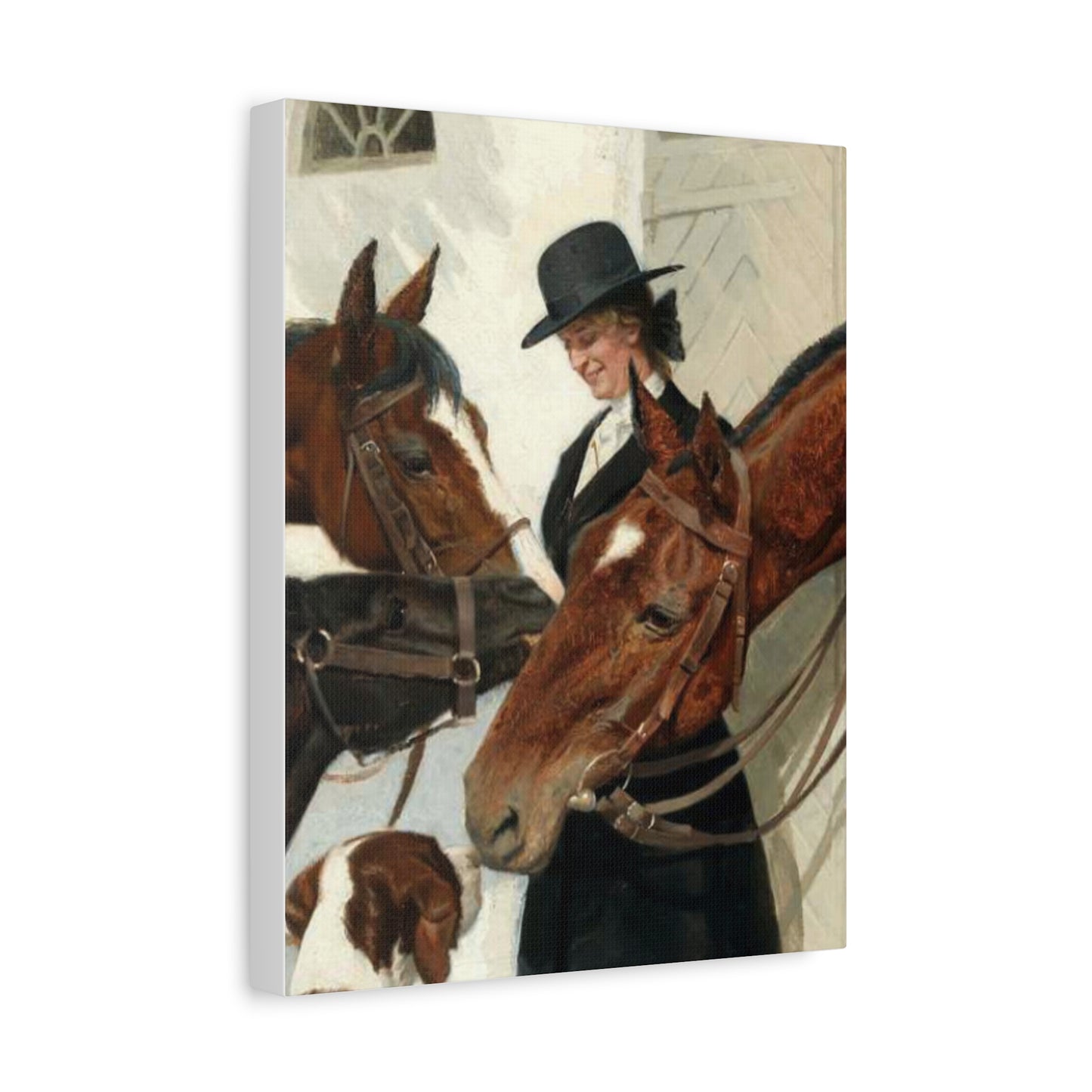Equestrian Morning Matte Canvas Print — Visiting the Horses Wall Art