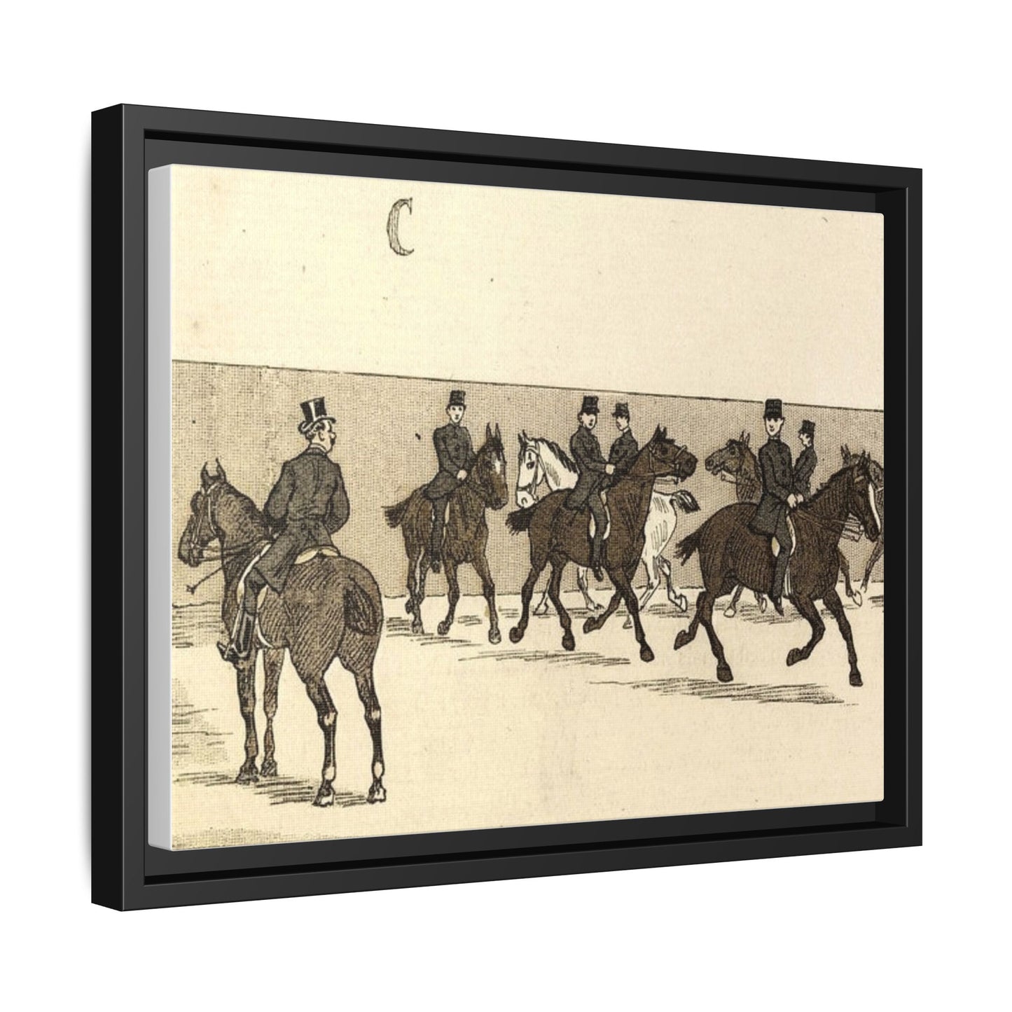 French Riding School Instructor Mounted Matte Canvas Framed