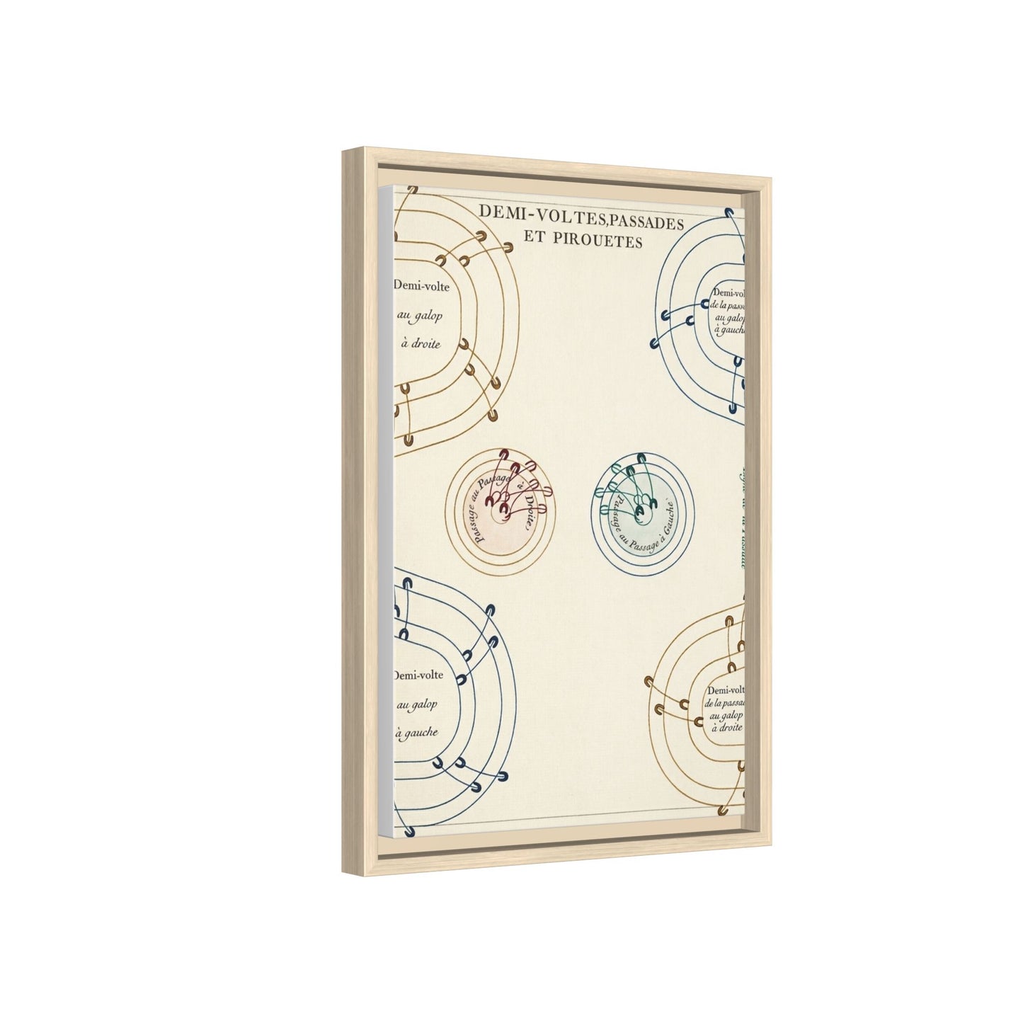 Renaissance Equestrian Exercise Pattern Demi Volte and Pirouette Canvas (Framed Matte)