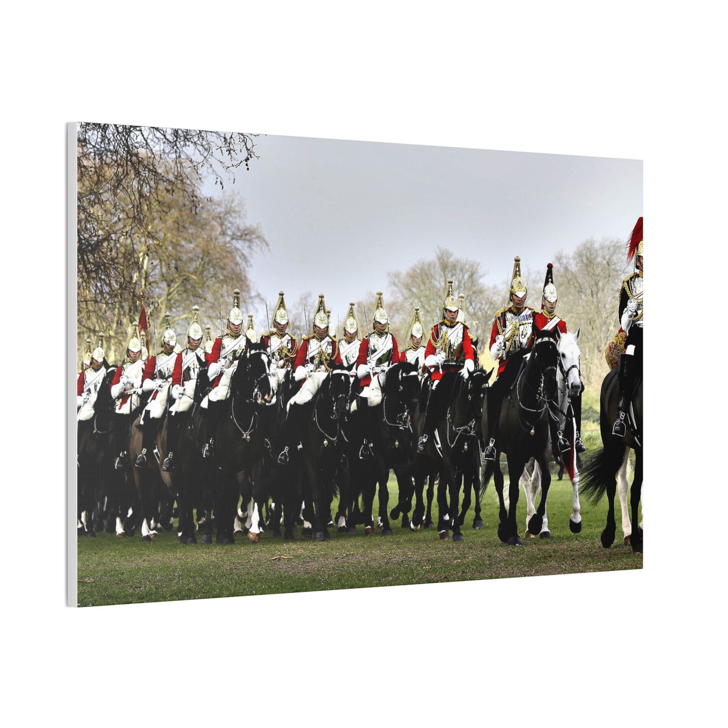British Household Cavalry Canvas Print — "Yesterday, Today, and Tomorrow the British Household Cavalry Rides"