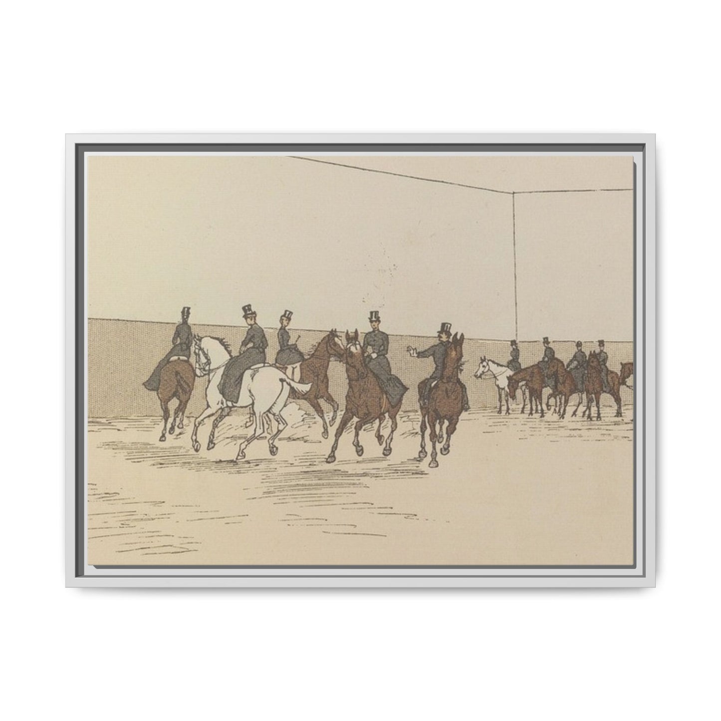 Parisian Riding School 1800s Matte Canvas Framed Wall Art