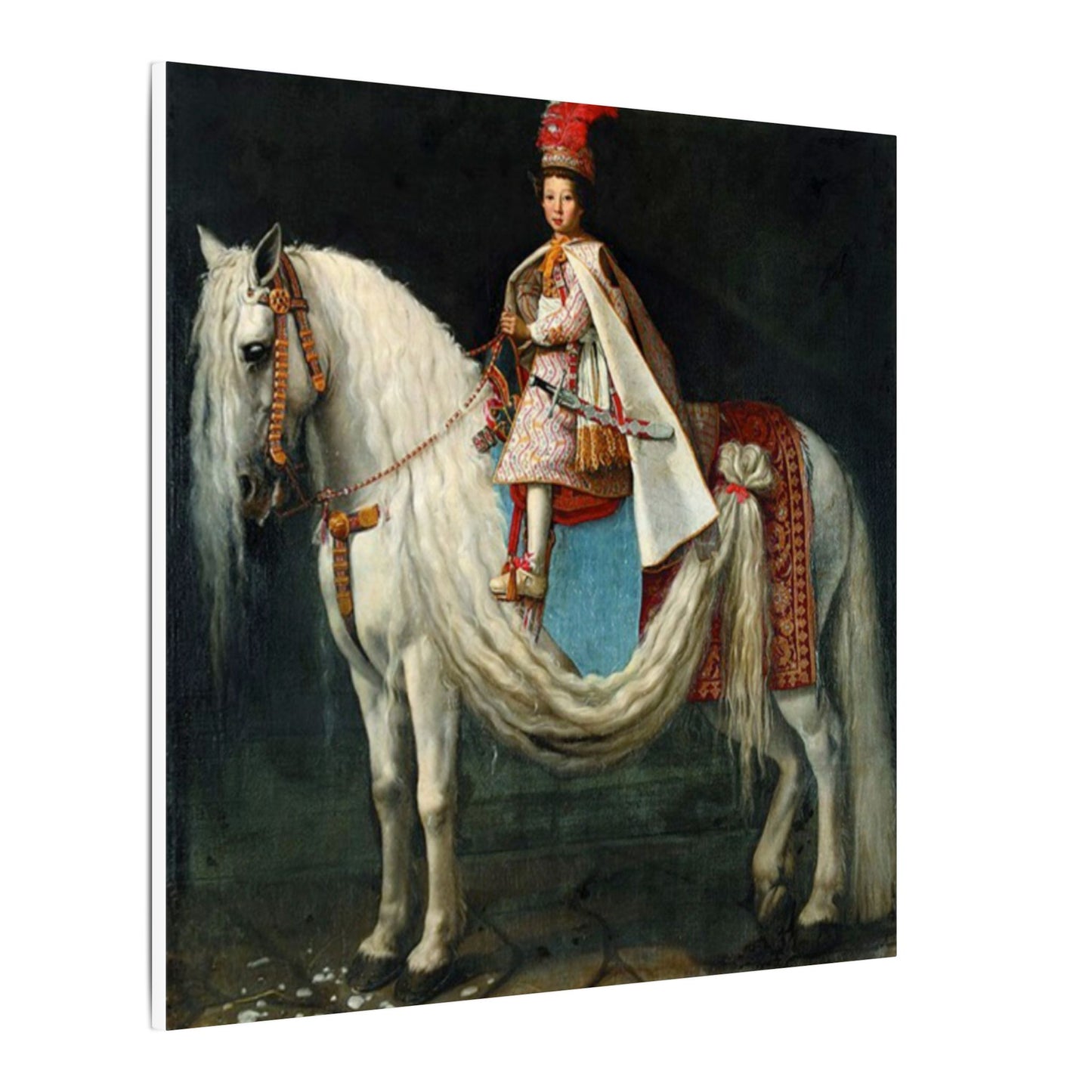 Canvas Wall Art - Young aristocrat Riding his Spanish Neapolitan Cross