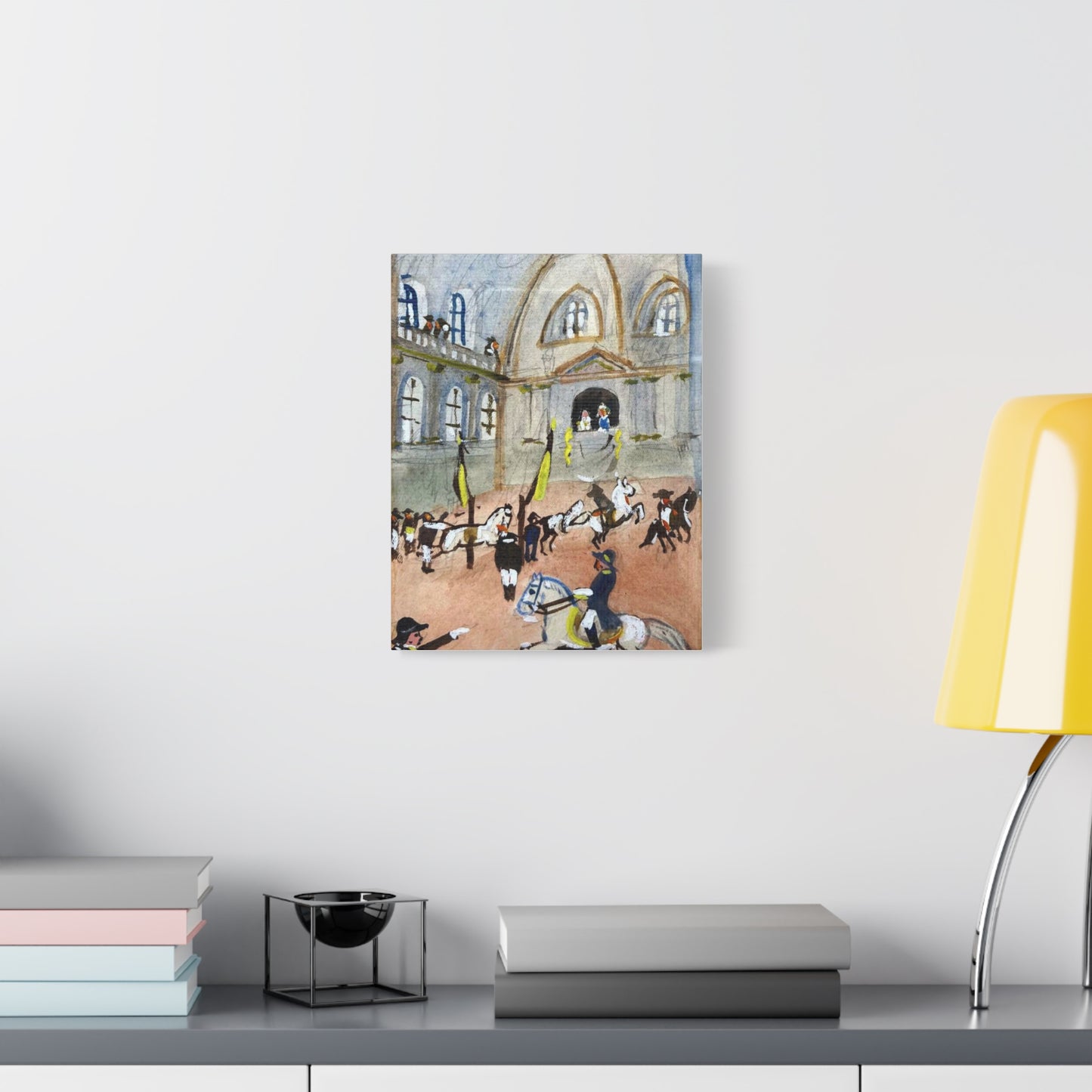 Spanish Riding School Equestrian Canvas Art — Vintage Horse Parade Matte Stretched Canvas