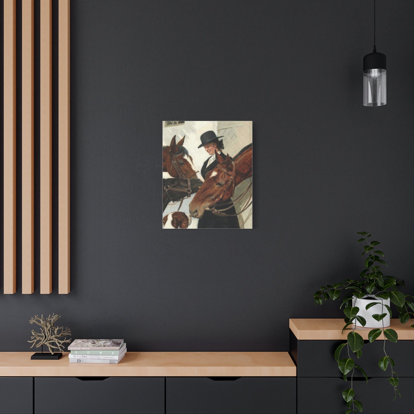 Equestrian Morning Matte Canvas Print — Visiting the Horses Wall Art