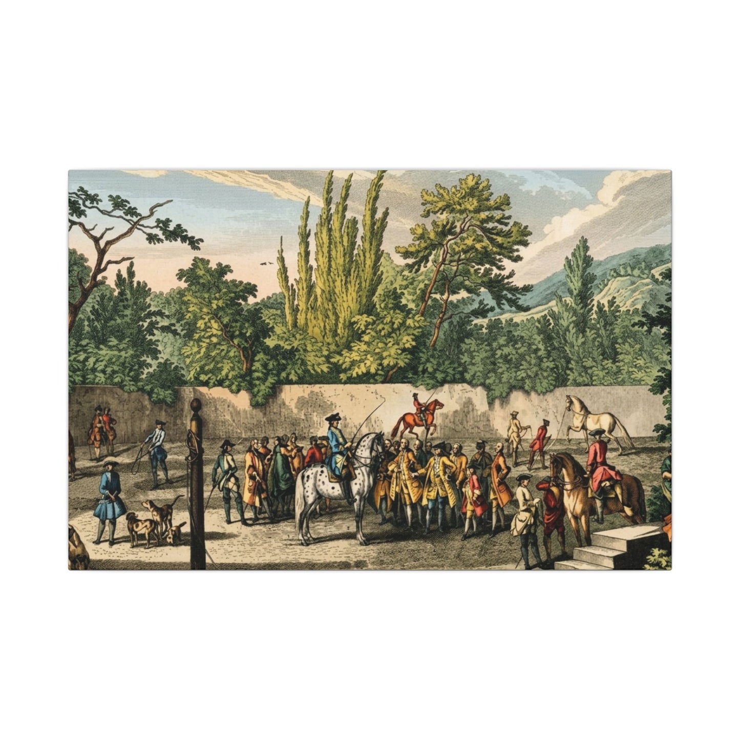 Historical Horse Riding Scene Matte Canvas Print