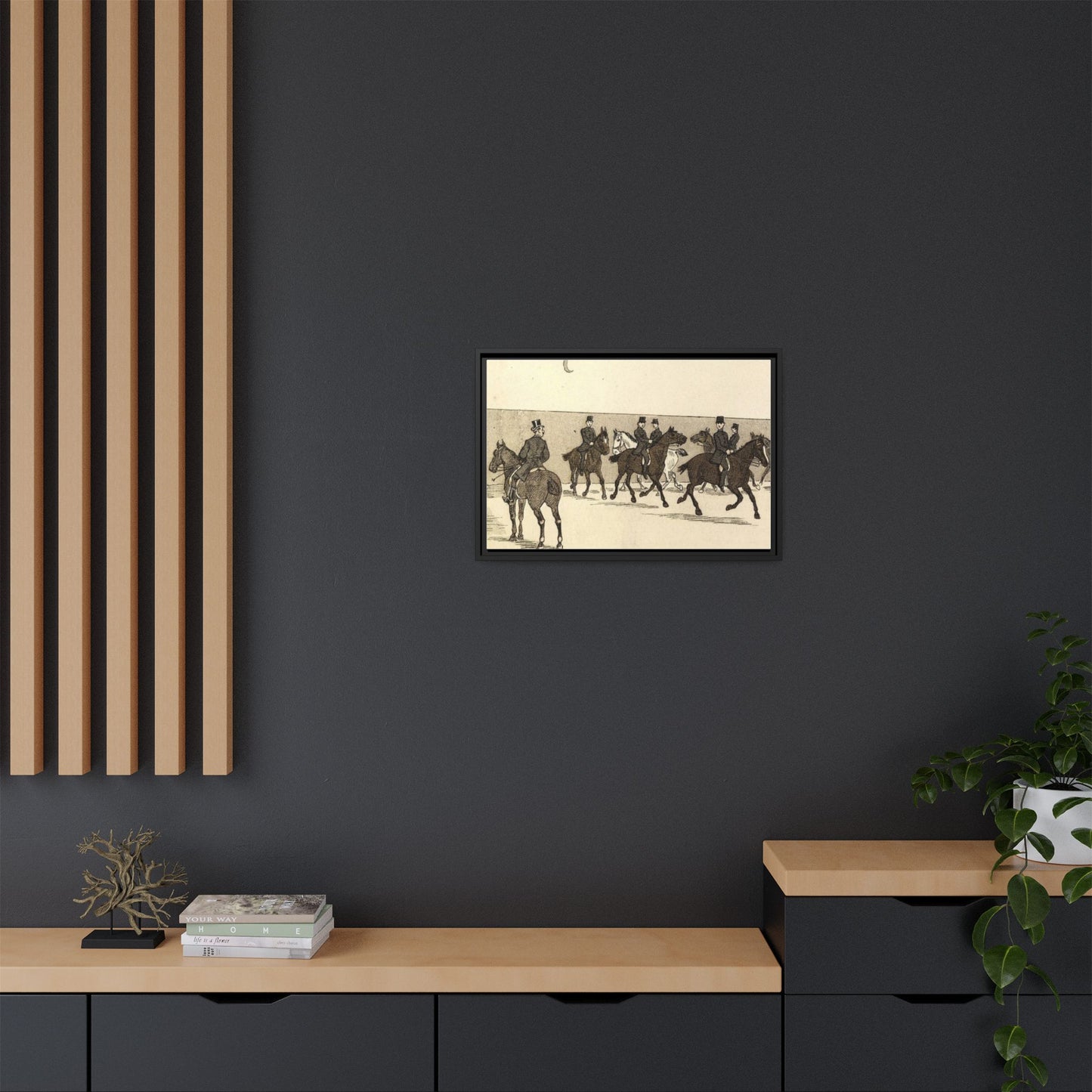 French Riding School Instructor Mounted Matte Canvas Framed