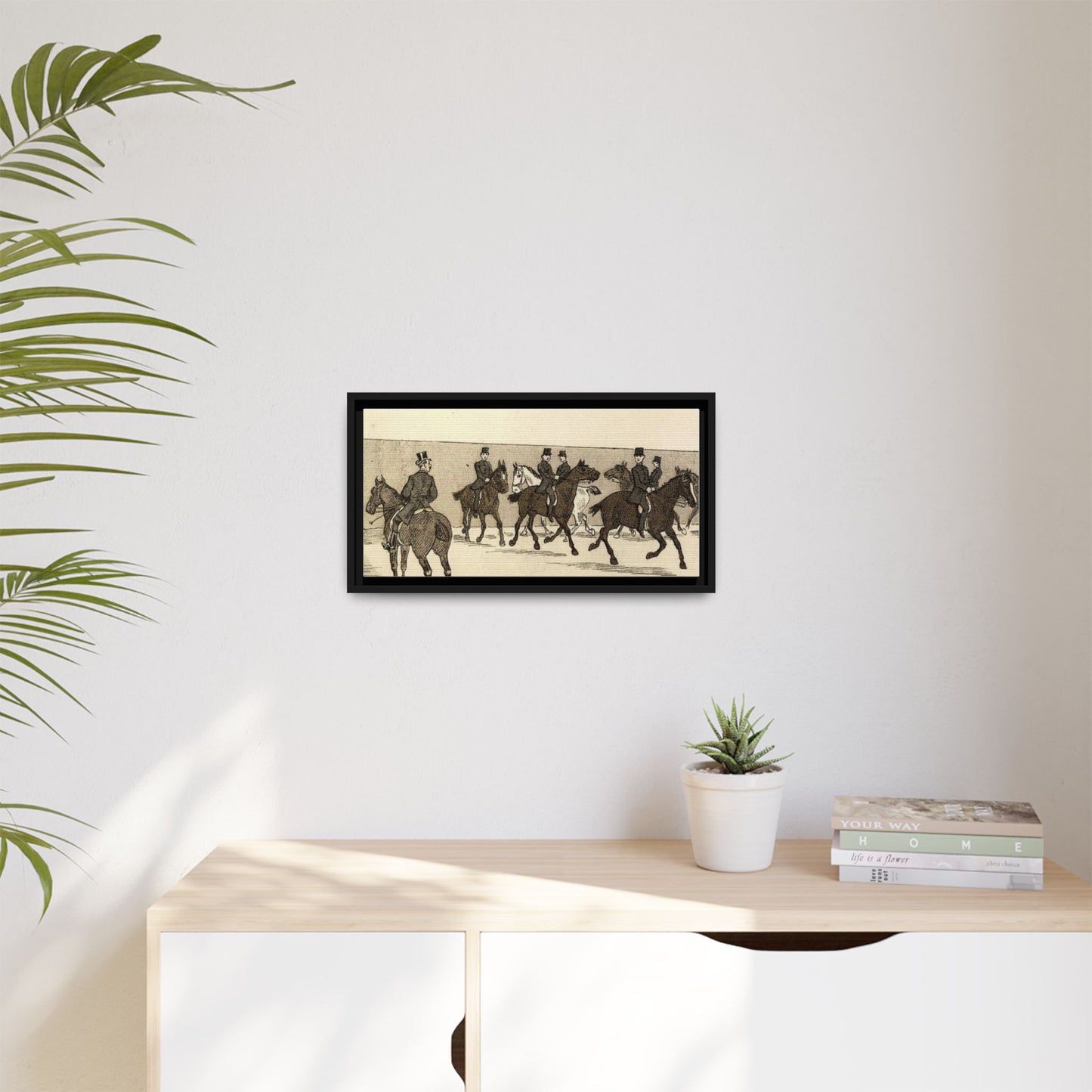 French Riding School Instructor Mounted Matte Canvas Framed