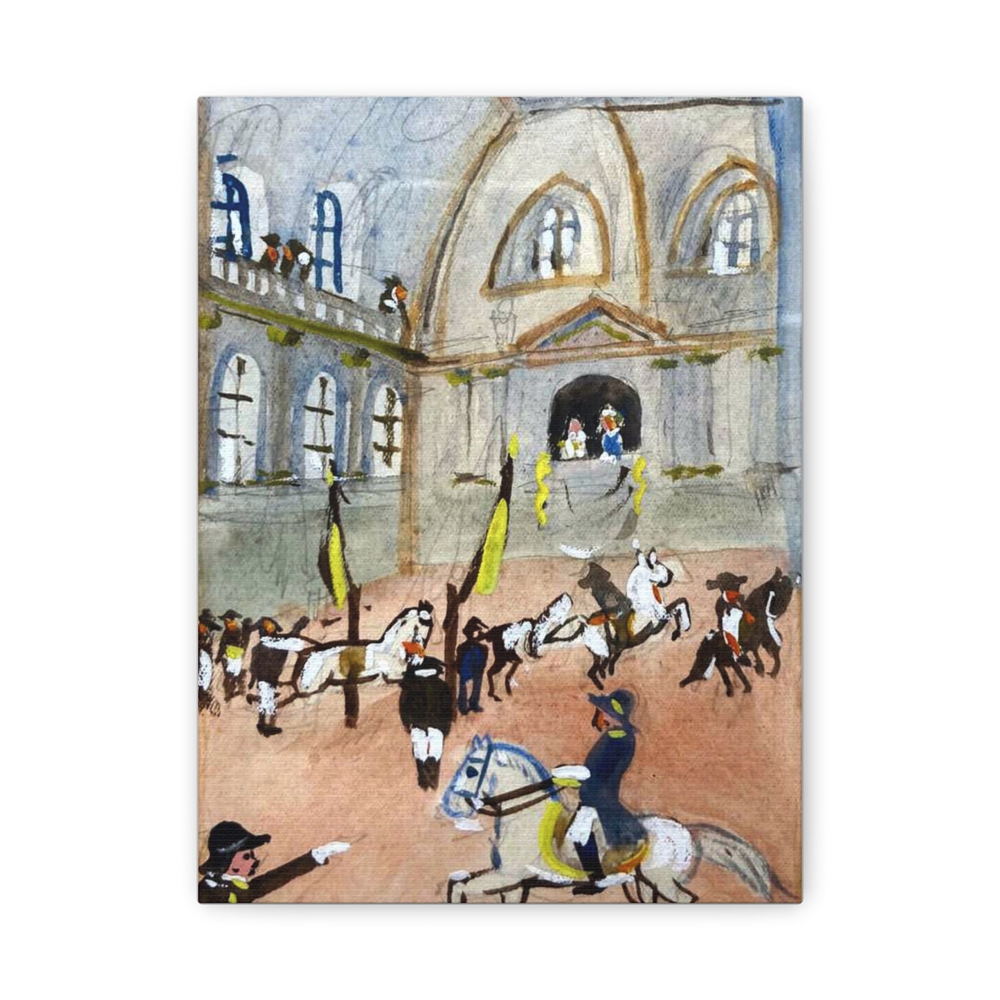 Spanish Riding School Equestrian Canvas Art — Vintage Horse Parade Matte Stretched Canvas
