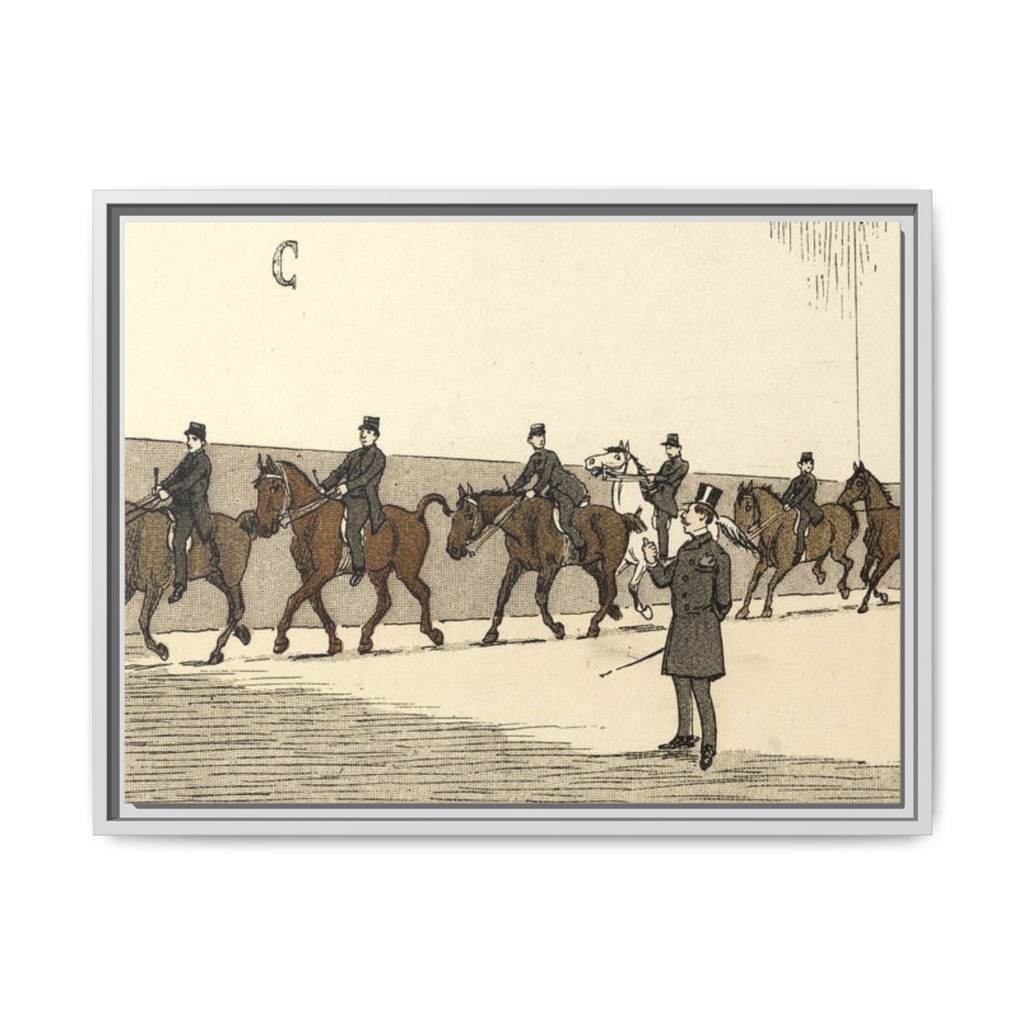 Parisian Riding School 1800s Instructor Matte Canvas Framed