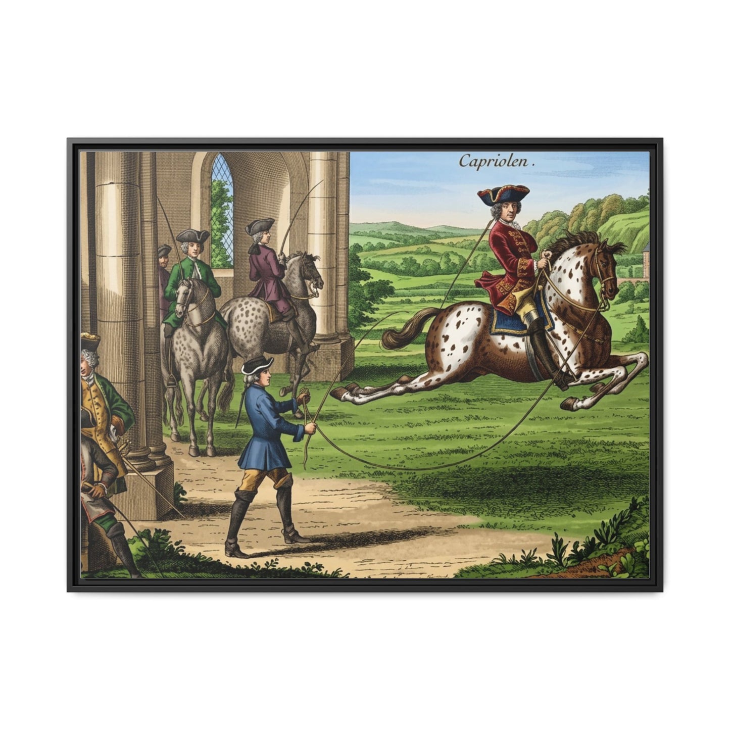 Equestrian Capriole Matte Canvas Print — Framed Historical Horse Art