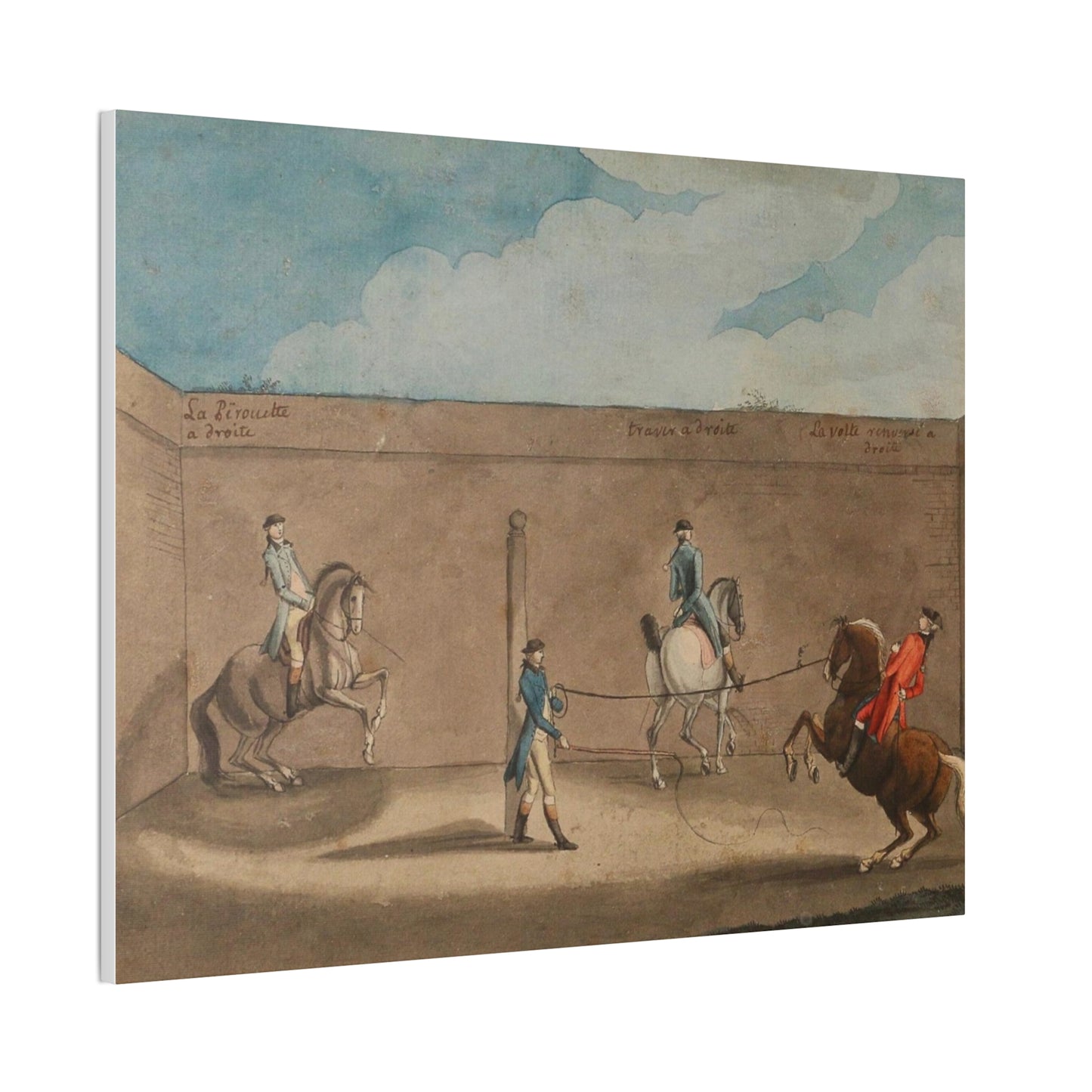 Equestrian Training Scene Canvas Print — French Baroque Riding School Art
