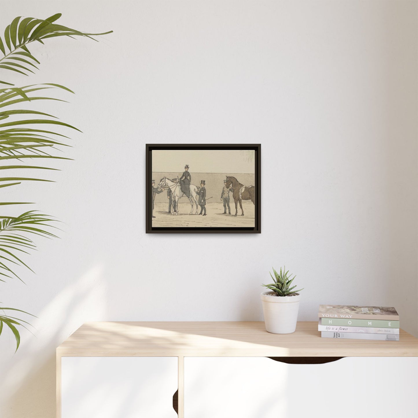 Vintage Paris Riding School Matte Canvas Print — 1800s Lady on Side Saddle (Framed)
