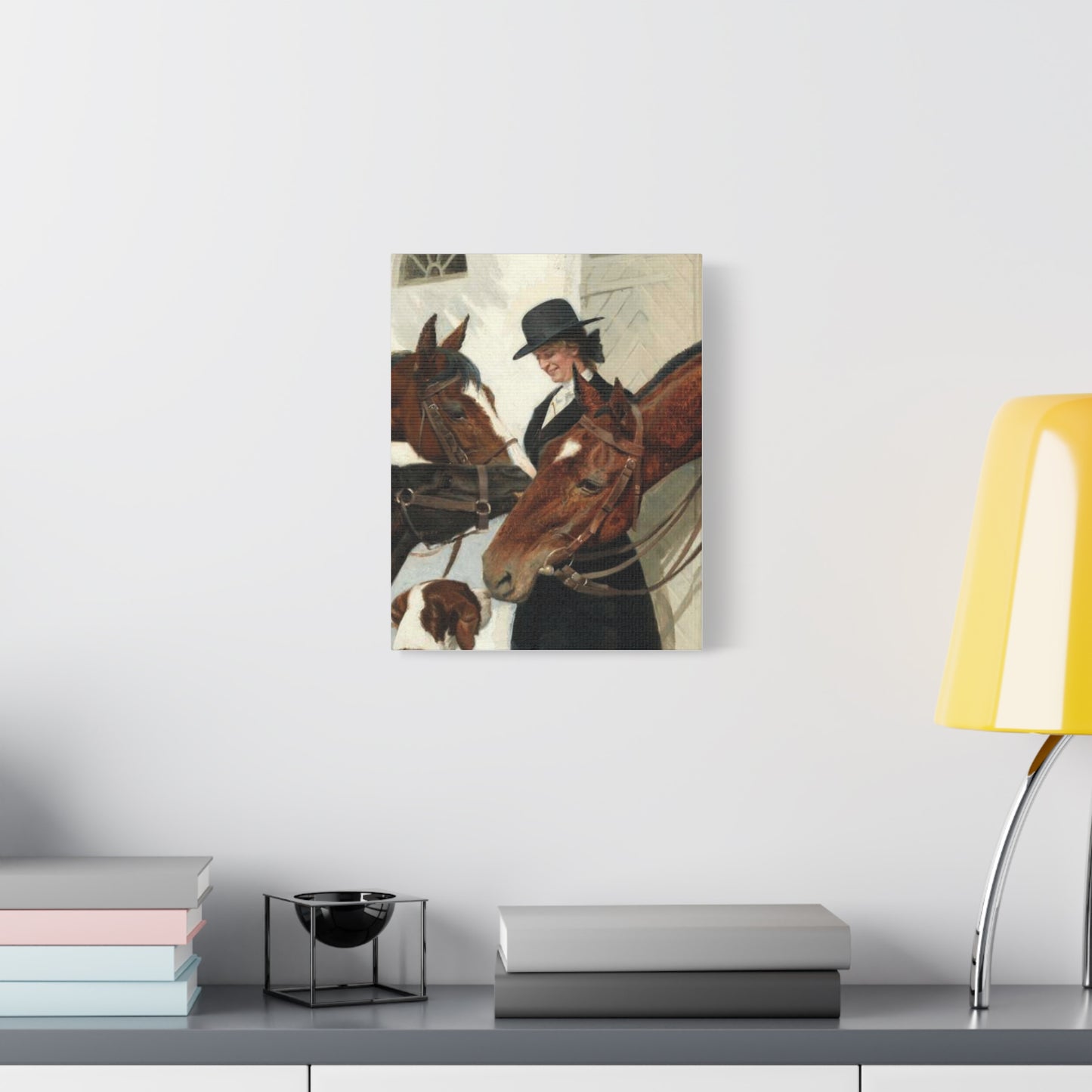 Equestrian Morning Matte Canvas Print — Visiting the Horses Wall Art