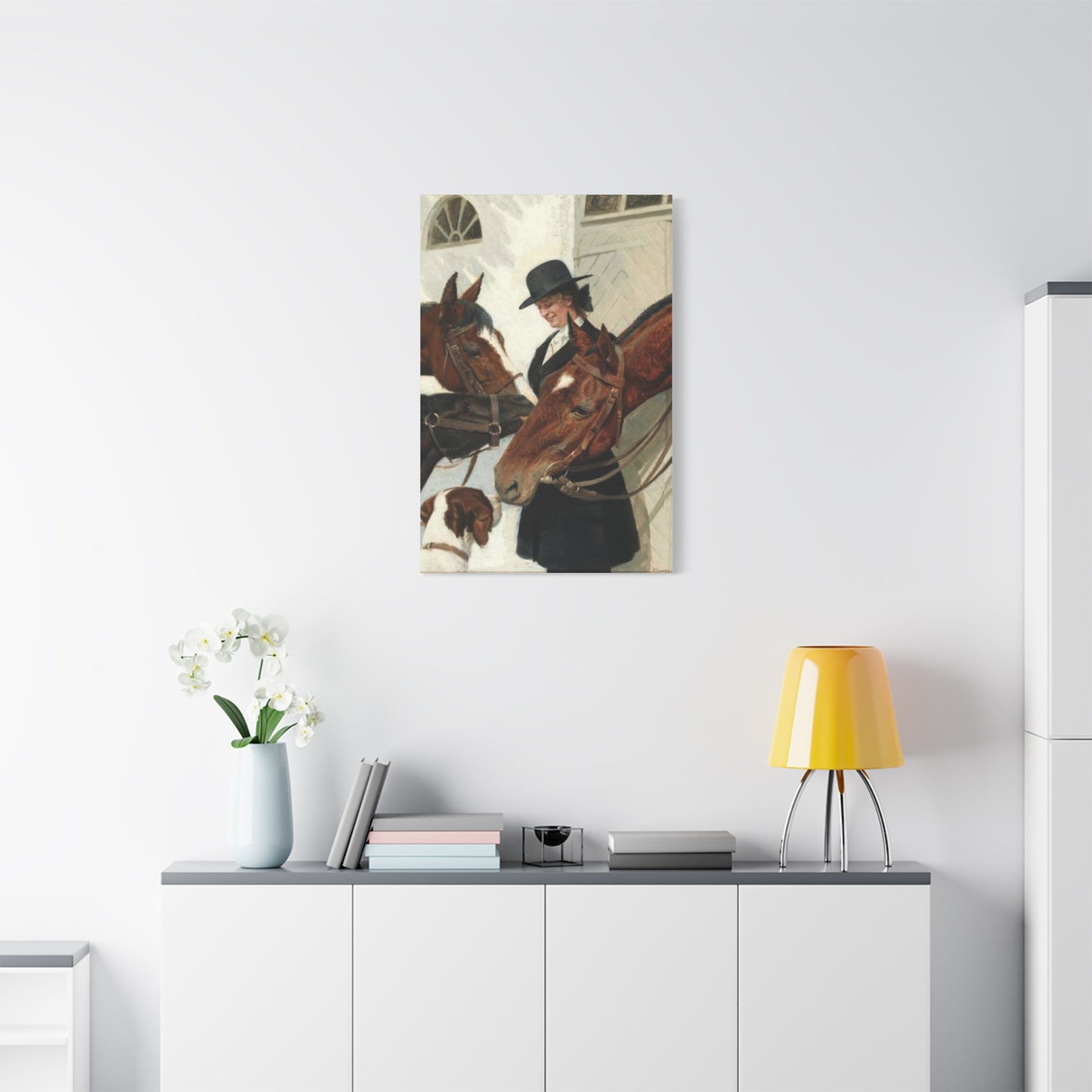 Equestrian Morning Matte Canvas Print — Visiting the Horses Wall Art