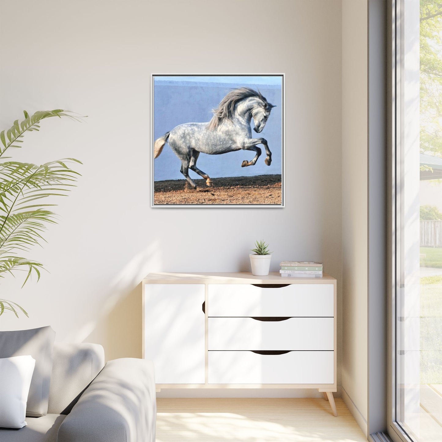 Canvas Print - Andalusian Stallion in Spirited Play