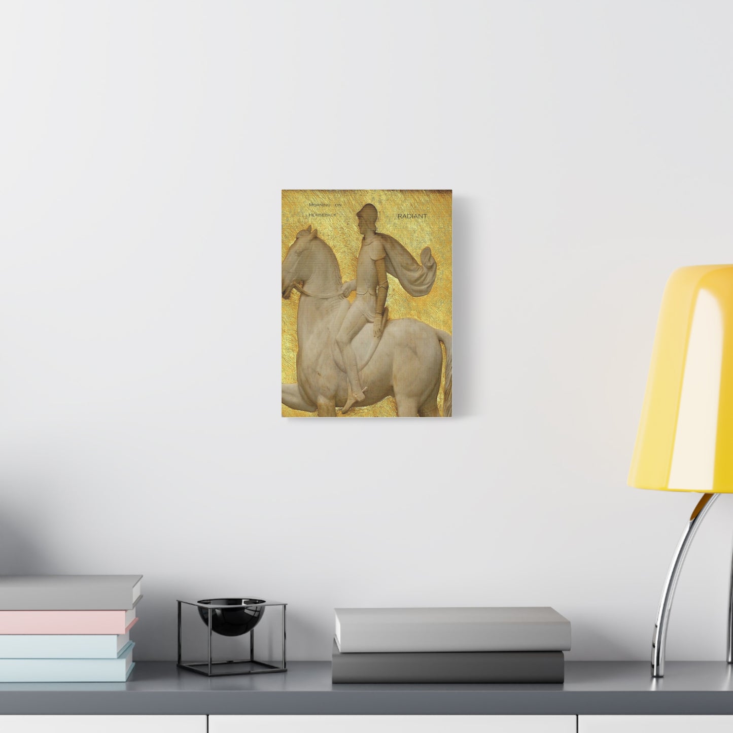 Canvas Wall Art - Golden Horse and Rider, Radiant Morning on Horseback Print