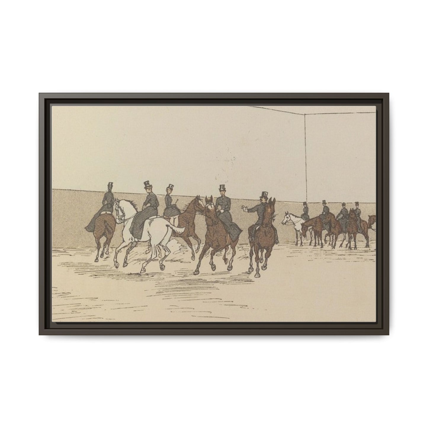 Parisian Riding School 1800s Matte Canvas Framed Wall Art