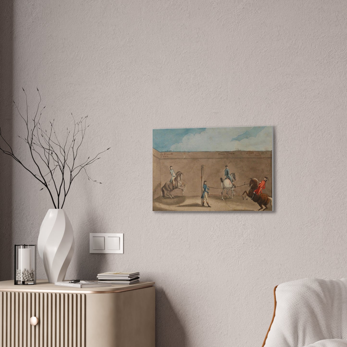 Equestrian Training Scene Canvas Print — French Baroque Riding School Art