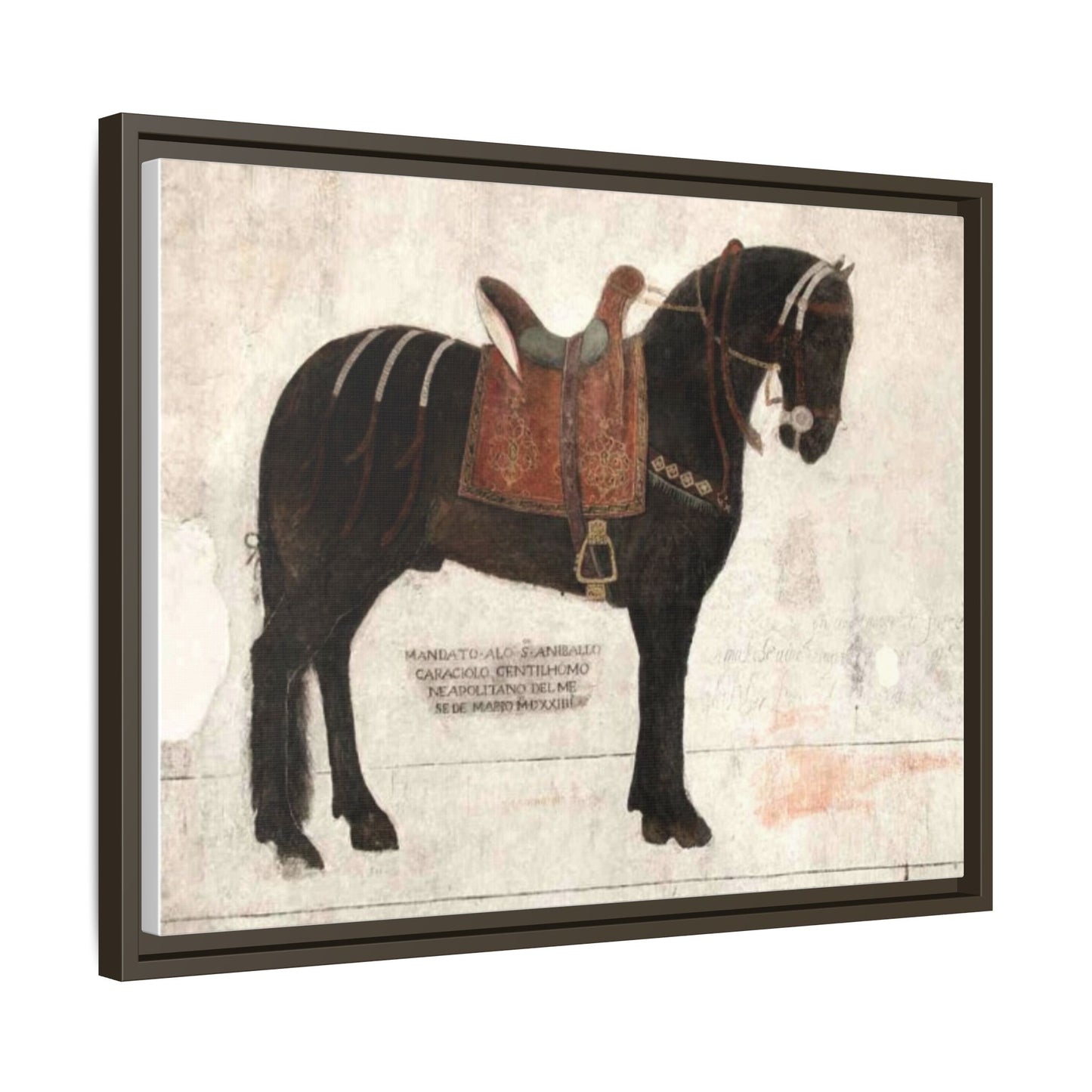 Framed Matte Canvas – 1523 Bay Horse 'Stella' Palazzo Pandone Fresco Print