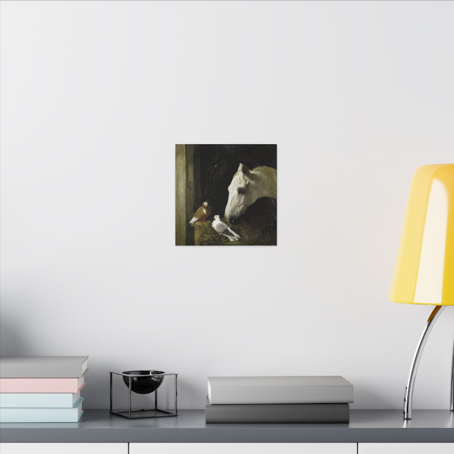 Horse and Doves Matte Canvas Print — "Stable Companions" 1859 Classic Animal Art