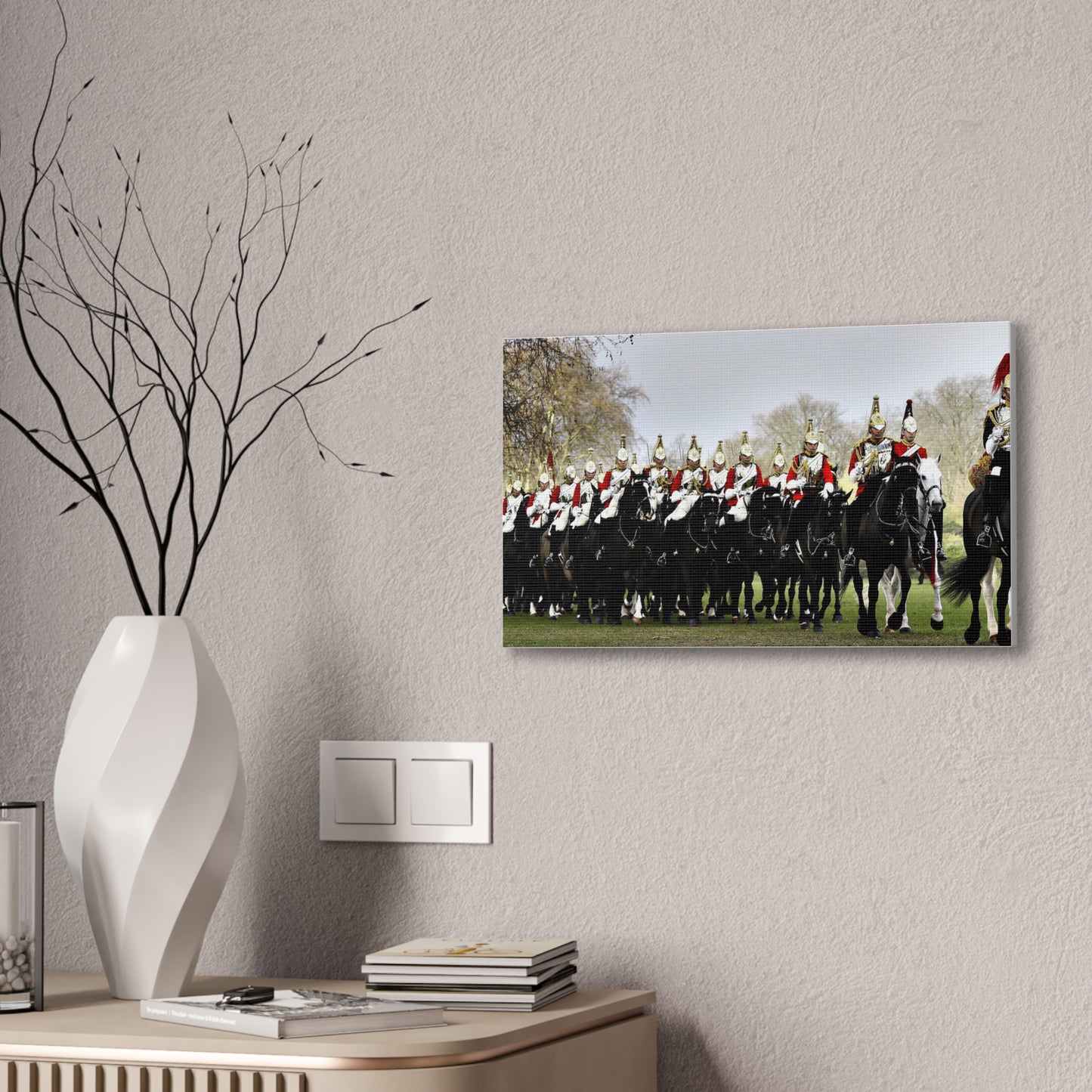 British Household Cavalry Canvas Print — "Yesterday, Today, and Tomorrow the British Household Cavalry Rides"