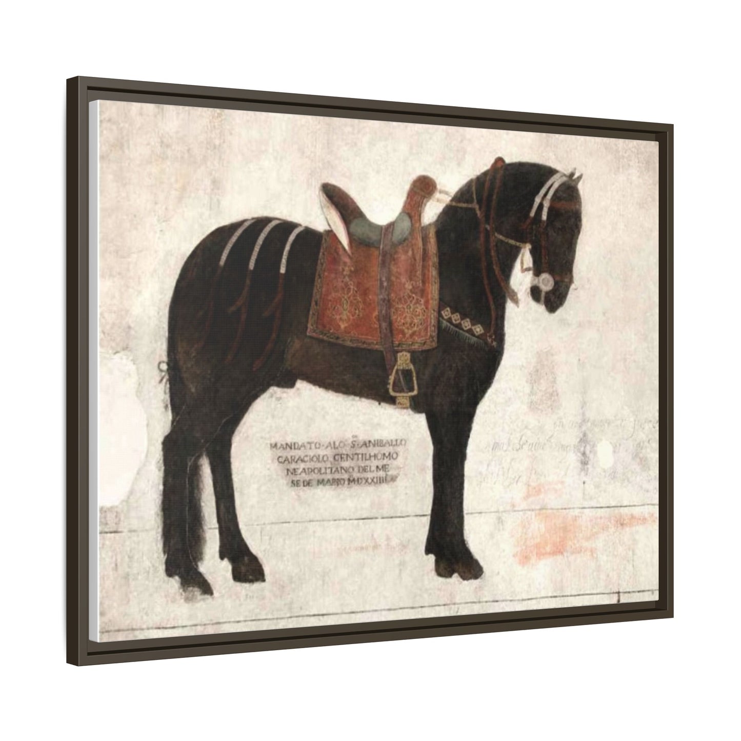 Framed Matte Canvas – 1523 Bay Horse 'Stella' Palazzo Pandone Fresco Print