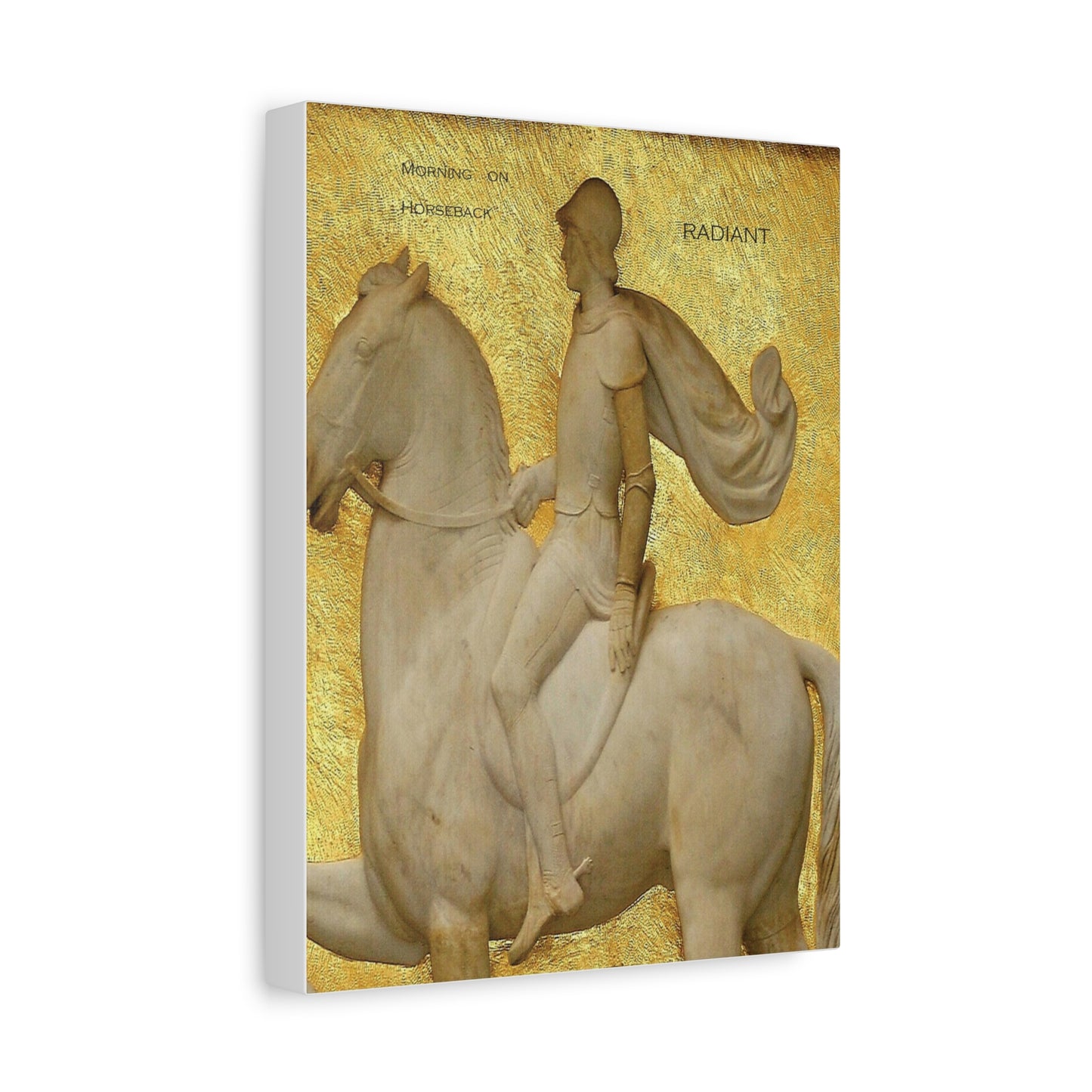 Canvas Wall Art - Golden Horse and Rider, Radiant Morning on Horseback Print