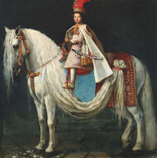 Canvas Wall Art - Young aristocrat Riding his Spanish Neapolitan Cross