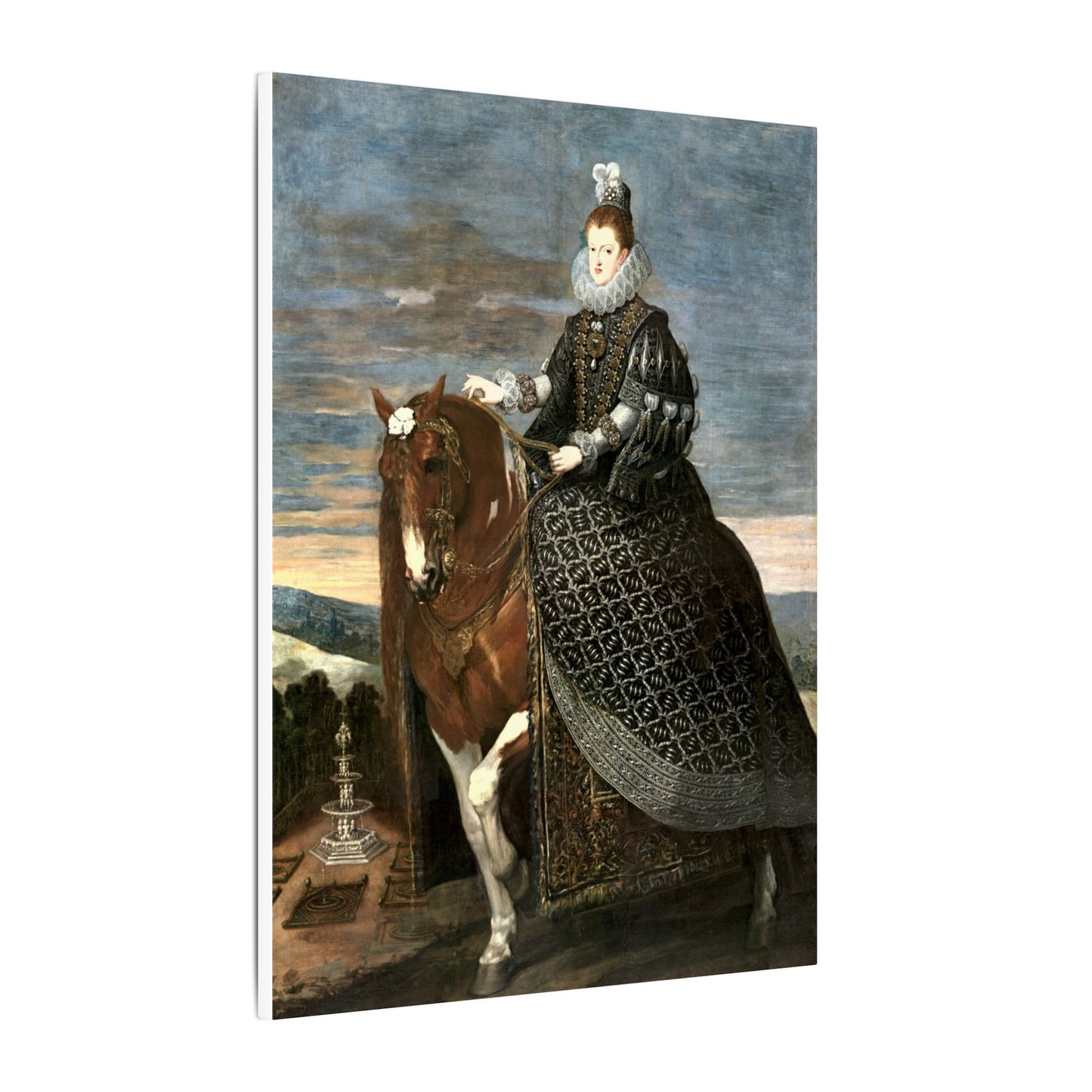 Regal Equestrian Portrait Canvas — "Margaret Queen of Austria" Matte Stretched Wall Art