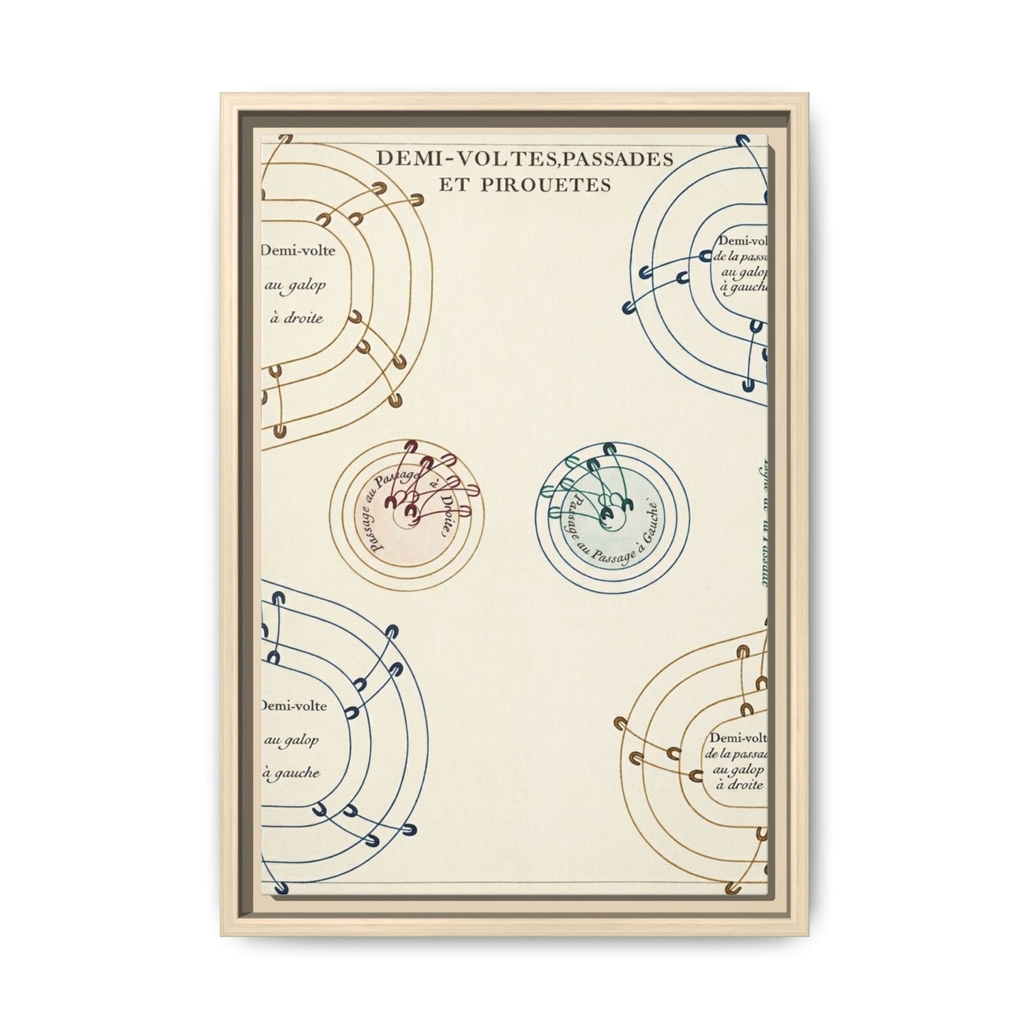 Renaissance Equestrian Exercise Pattern Demi Volte and Pirouette Canvas (Framed Matte)