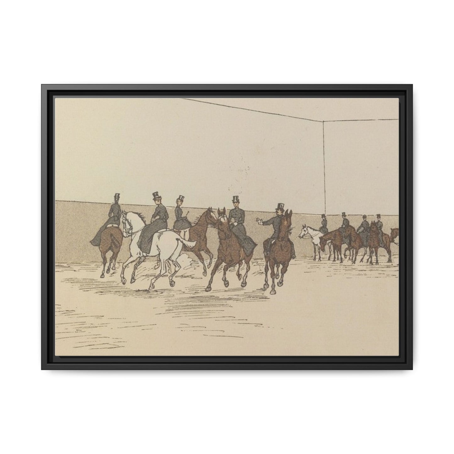Parisian Riding School 1800s Matte Canvas Framed Wall Art