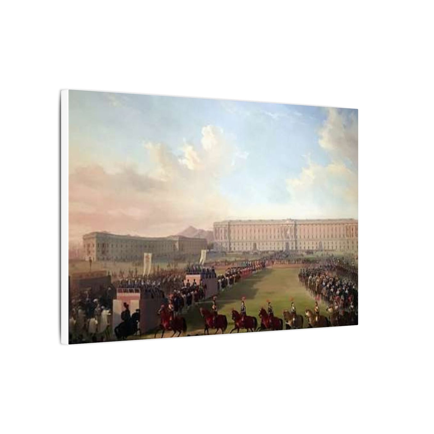 Renaissance Procession Canvas Art — Horses, Riders & Castle Stretched Print