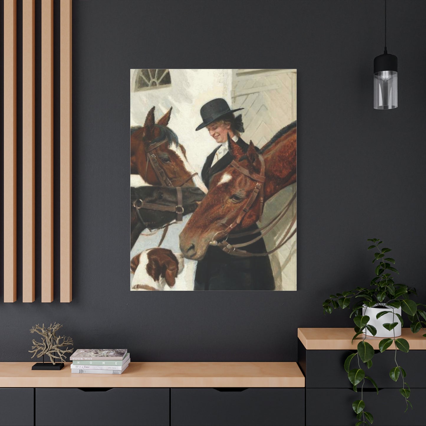 Equestrian Morning Matte Canvas Print — Visiting the Horses Wall Art