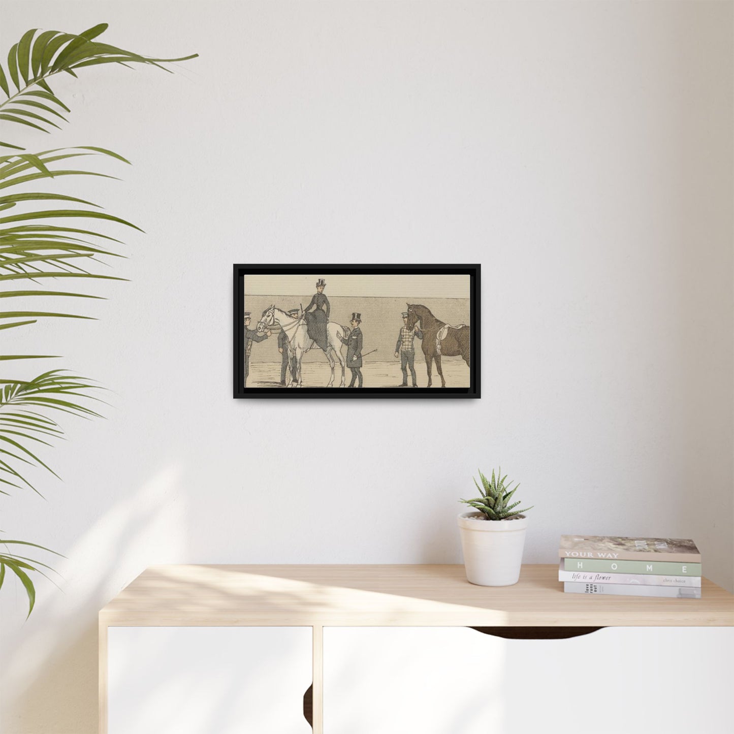 Vintage Paris Riding School Matte Canvas Print — 1800s Lady on Side Saddle (Framed)