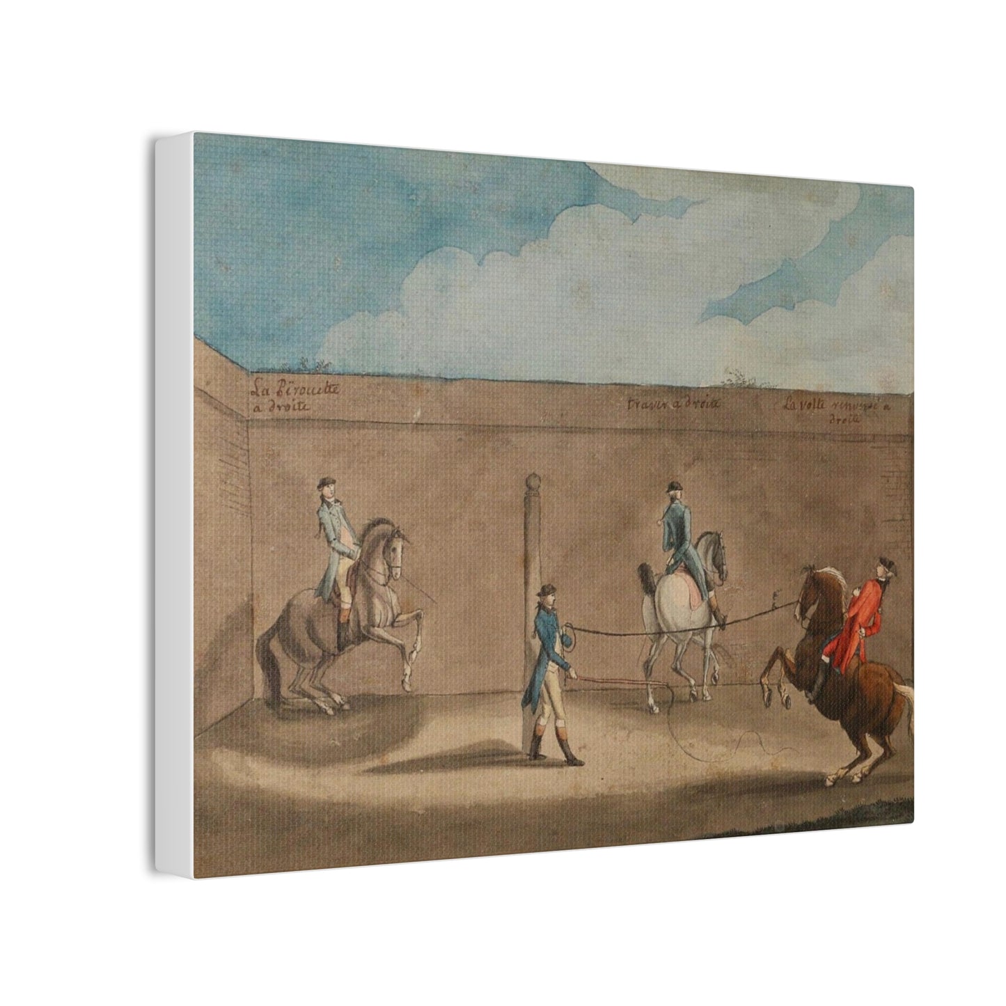 Equestrian Training Scene Canvas Print — French Baroque Riding School Art