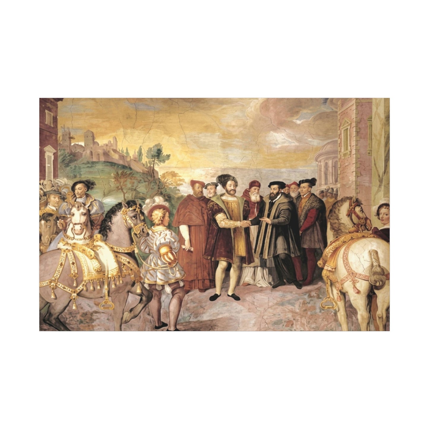Matte Stretched Canvas Print — Renaissance Court Historical Art Wall Decor