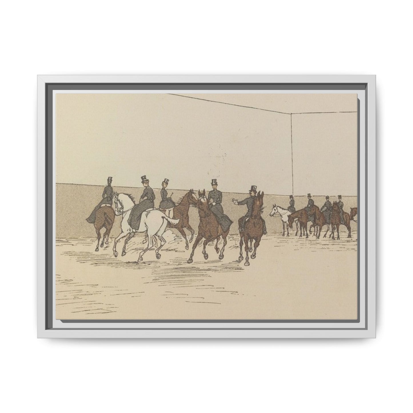 Parisian Riding School 1800s Matte Canvas Framed Wall Art