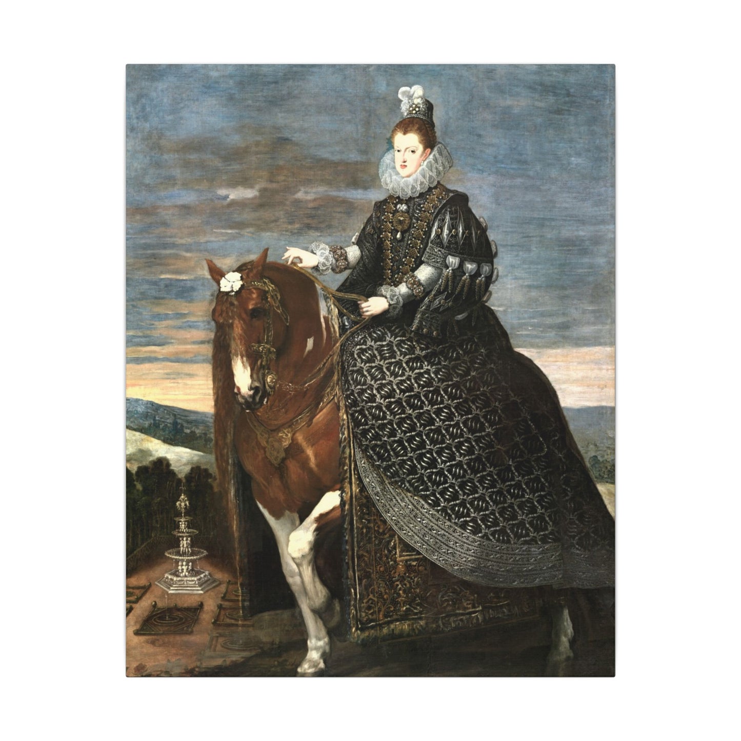 Regal Equestrian Portrait Canvas — "Margaret Queen of Austria" Matte Stretched Wall Art